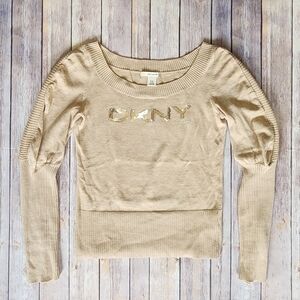 DKNY JEANS Gold Logo Sweater Size XS